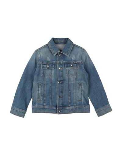 Shop Dolce & Gabbana Toddler Girl Denim Outerwear Blue Size 7 Cotton, Elastane, Polyester