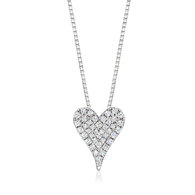 Rs Pure By Ross-simons Pave Diamond Heart Necklace In Sterling Silver In Multi