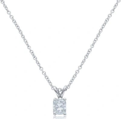 Diana M. 14kt White Gold Solitaire Pendant Containing 0.70 Ct Radiant Cut Clarity Enhanced Diamond In White