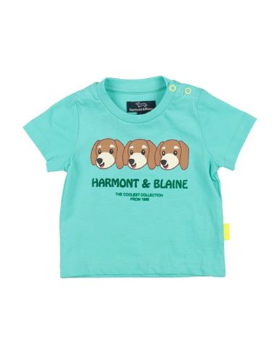 Shop Harmont & Blaine Newborn Boy T-shirt Turquoise Size 3 Cotton In Blue