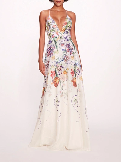 Shop Marchesa Ribbons Gown In Ivory Multi