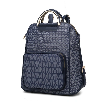 Shop Mkf Collection By Mia K Jules M Logo Vegan Leather Women's Backpack In Blue
