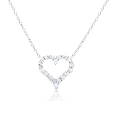 Diana M. 14 Kt White Gold Diamond Pendant With Open-heart Design Adorned With 0.50 Cts Tw Diamonds In White