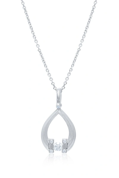 Diana M. 14kt White Gold Teardrop Pendant Featuring 0.63 Ct Center And 0.10 Cts On The Side In White