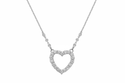 Diana M. 14 Kt White Gold Diamond Pendant With Open-heart Design Adorned With 2.00 Cts Tw Round Diamonds In White