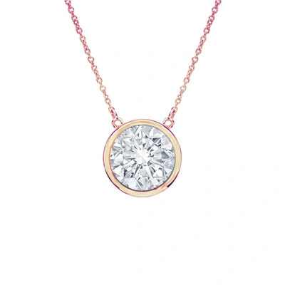 Diana M. 14 Kt Rose Gold, 18" Diamond Pendant With One 0.25 Cts Tw Round Diamond In Multi
