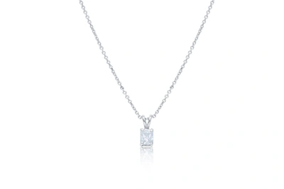 Diana M. 14kt White Gold Solitaire Diamond Pendant Featuring 0.84 Ct Clarity Enhanced Princess Cut Diamond In White