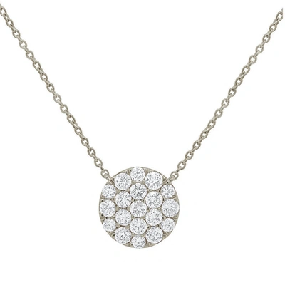 Diana M. 14 Kt White Gold Diamond Pendant With Pave Circle Design Adorned With 0.48 Cts Tw Diamonds In White