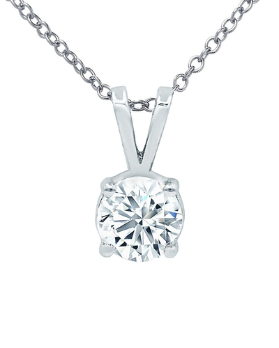 Diana M. 14 Kt White Gold Diamond Pendant With One 1.00 Cts Tw Round Diamond In White