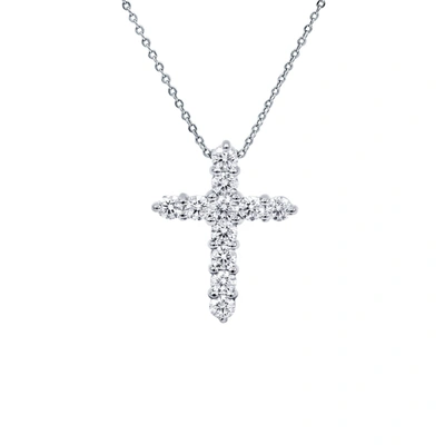 Diana M. 18 Karat White Gold Diamond Cross Pendant Featuring 1.00 Cts Total. In White