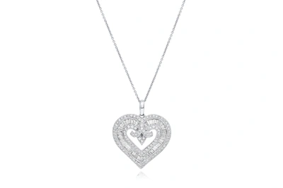Diana M. 18kt White Gold Diamond Heart Pendant Containing 3.00 Cts Tw In White