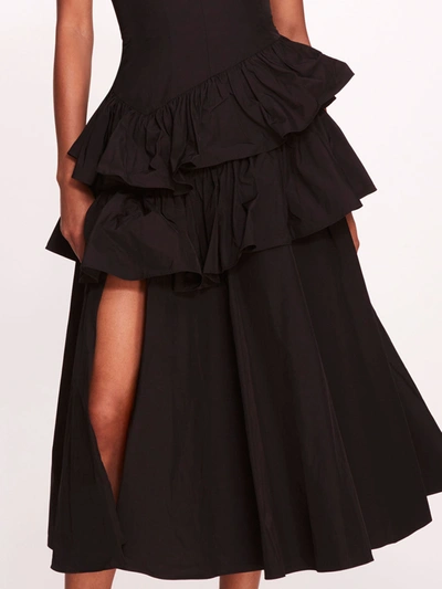 Shop Marchesa Taffeta Tiered Midi Dress In Black