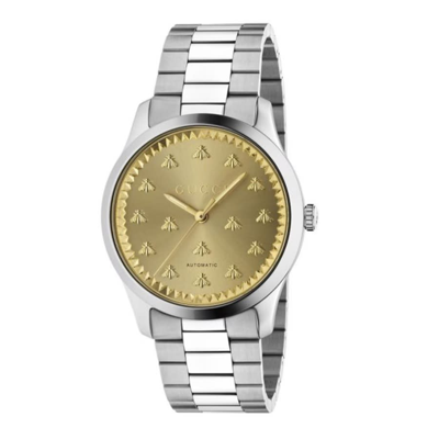 Shop Gucci G-timelss Champagne Dial Mens Watch Ya126378 In Two Tone  / Champagne / Gold Tone / Grey / Yellow