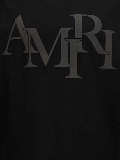 Shop Amiri Staggered Logo T-shirt Black