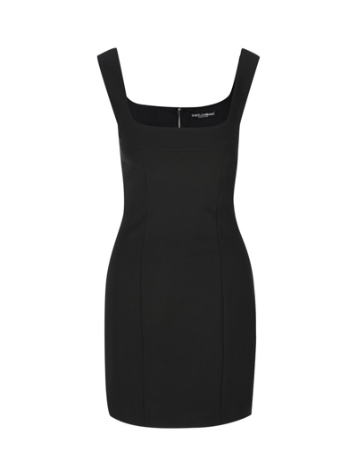 Shop Dolce & Gabbana Short Jersey Sheath Dress In Black