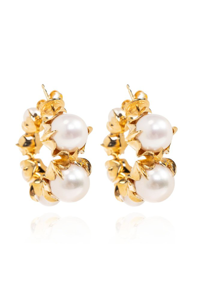 Shop Bottega Veneta Embellished Earrings In Gold