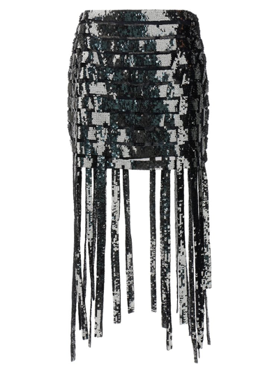 Shop Pinko Sequinned Gladiatore Skirt In Silver
