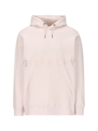 Shop Givenchy 4g Embroidered Drawstring Hoodie In Pink
