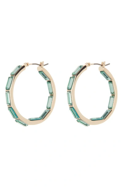 Shop Anne Klein Stone Hoop Earrings In Gold/ Erinite