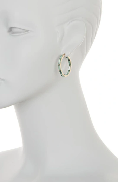 Shop Anne Klein Stone Hoop Earrings In Gold/ Erinite