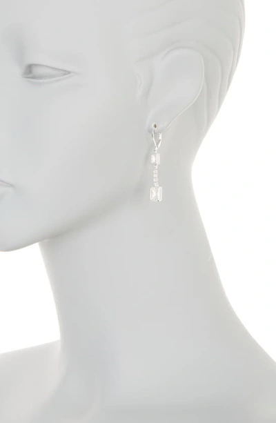 Shop Anne Klein Maple Emerald Cut Linear Drop Earrings In Slv/ Cry