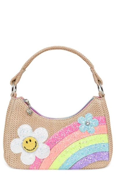 Shop Omg Accessories Kids' Daisy Straw Shoulder Bag In Natural