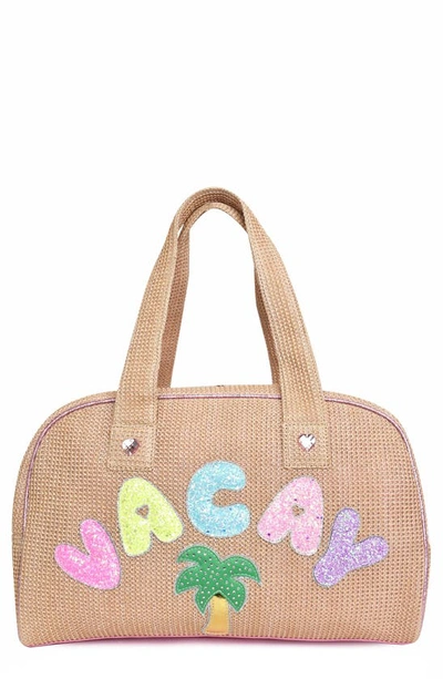 Shop Omg Accessories Kids' Vacay Straw Duffle Bag In Natural
