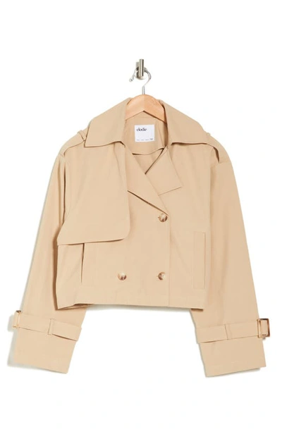 Shop Elodie Double Breasted Crop Trench Coat In Khaki