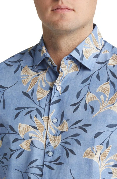 Rodd & Gunn Allen Bell Floral Short Sleeve Button-up Shirt In Denim