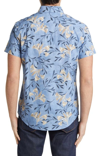 Rodd & Gunn Allen Bell Floral Short Sleeve Button-up Shirt In Denim