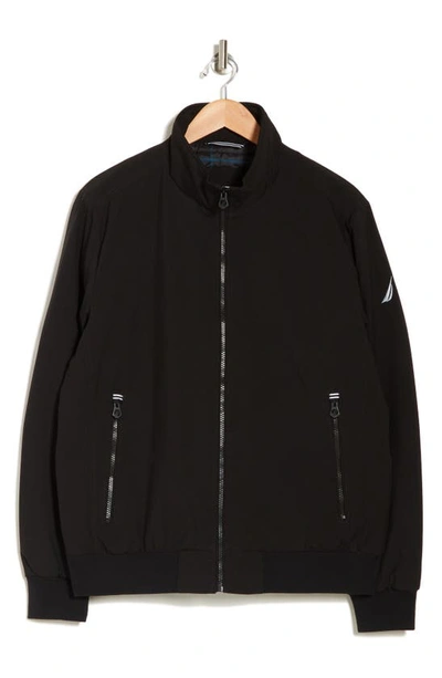 Shop Nautica Transitional Water Resistant Bomber Jacket In Black