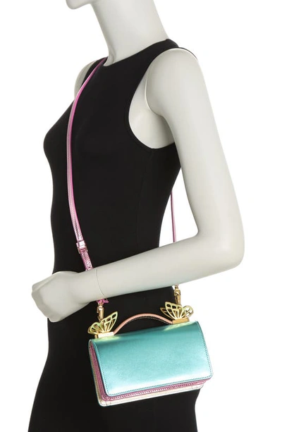 Shop Sophia Webster Mariposa Mini Shoulder Bag In Turquoise Metallic