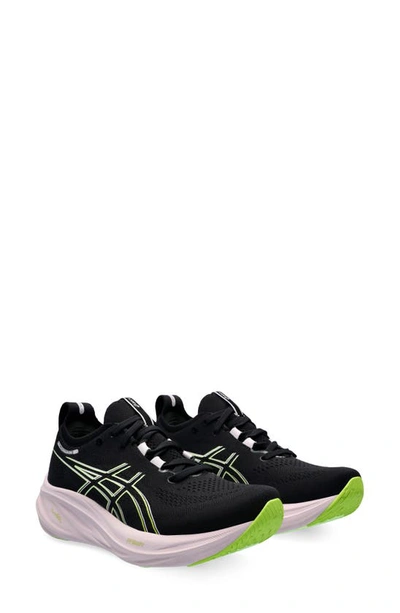 Shop Asics Gel-nimbus 26 Running Shoe In Black/ Neon Lime