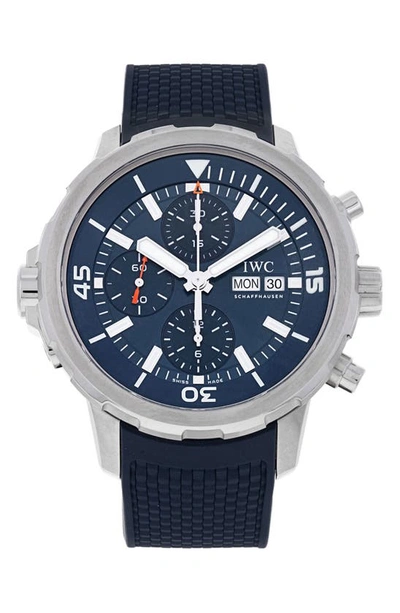 Shop Watchfinder & Co. Iwc  2018 Aquatimer Rubber Strap Chronograph Watch, 44mm In Blue