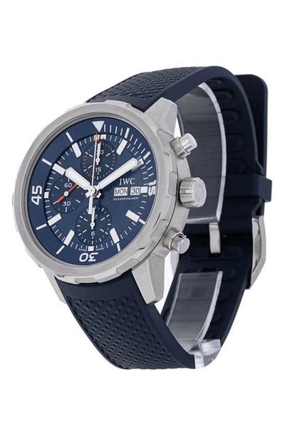 Shop Watchfinder & Co. Iwc  2018 Aquatimer Rubber Strap Chronograph Watch, 44mm In Blue