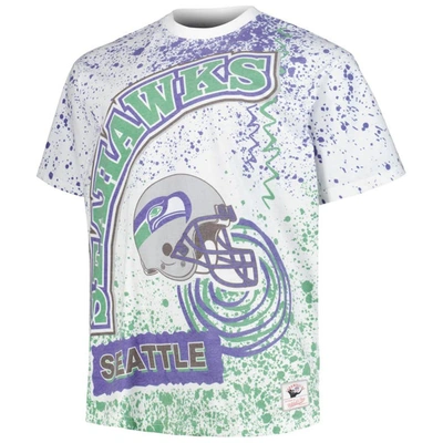 Shop Mitchell & Ness White Seattle Seahawks Big & Tall Allover Print T-shirt