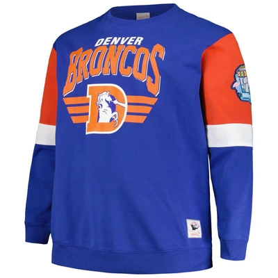 Shop Mitchell & Ness Royal Denver Broncos Big & Tall Fleece Pullover Sweatshirt