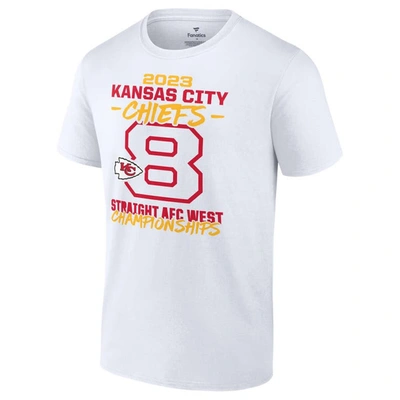 Shop Fanatics Branded White Kansas City Chiefs Eight-time Afc West Division Champions T-shirt