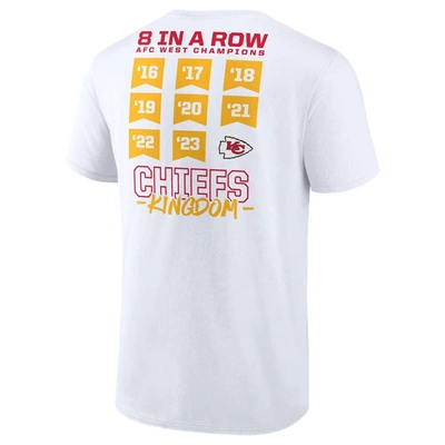 Shop Fanatics Branded White Kansas City Chiefs Eight-time Afc West Division Champions T-shirt