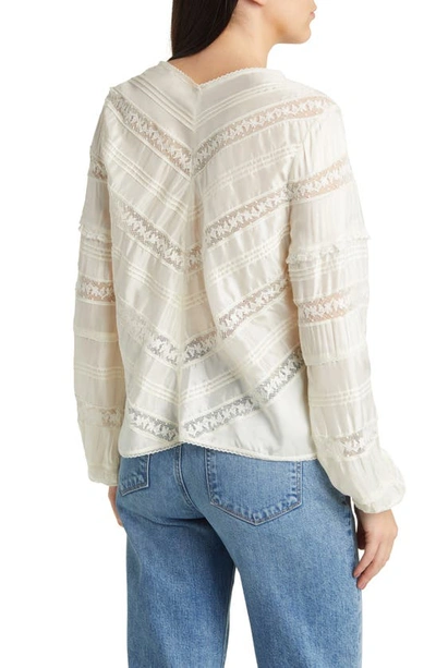 Shop Loveshackfancy Carmolina Long Sleeve Button Front Top In Antique White