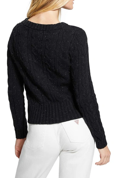 Shop Guess Elle Cable Knit Sweater In Black