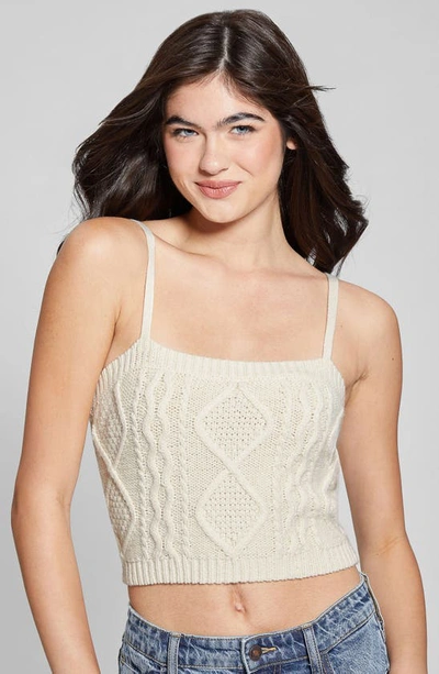 Shop Guess Chiba Cable Sweater Camisole In Beige