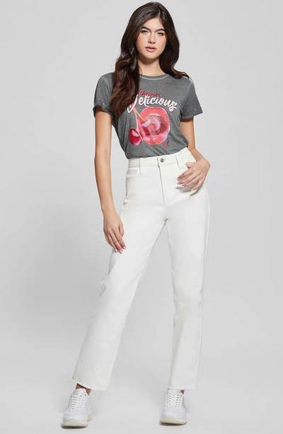 Shop Guess Delicious Cherries Graphic T-shirt In Black Heather