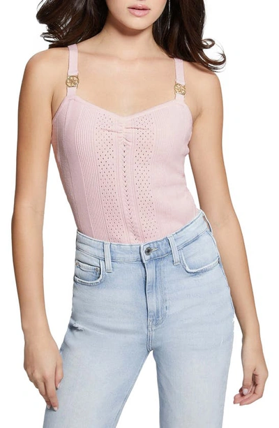 Shop Guess Cecilia Cotton Blend Tank In Pink