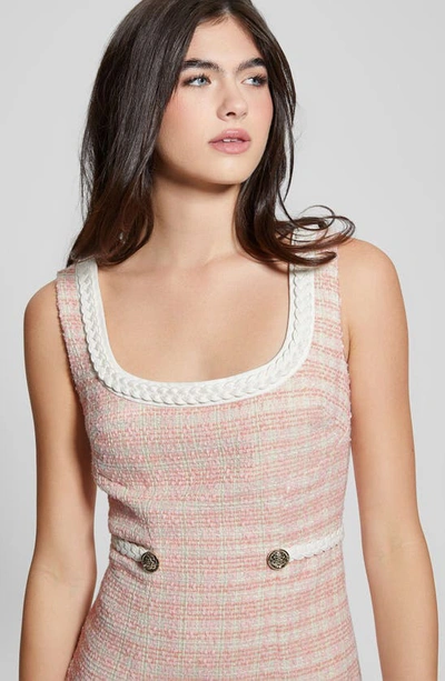 Shop Guess Tosca Tweed Sleeveless Minidress In Pink Combo