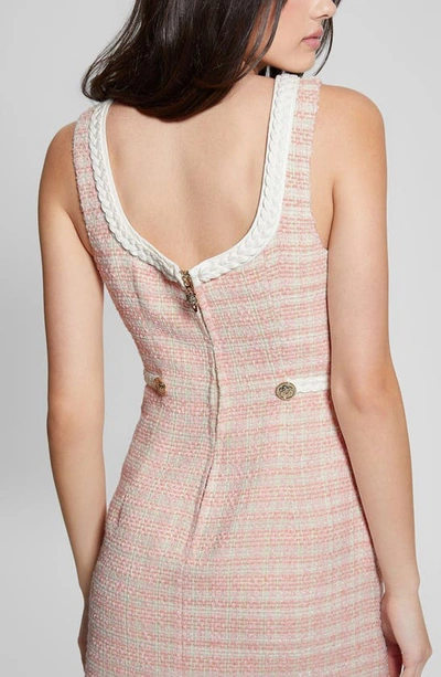 Shop Guess Tosca Tweed Sleeveless Minidress In Pink Combo