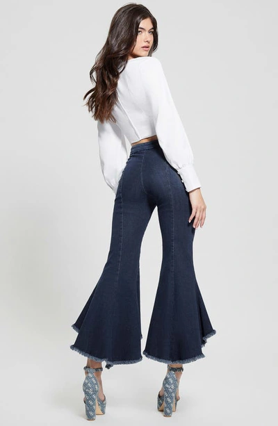 Guess Sofia 1981 Frayed Ankle Flare Jeans In Blue