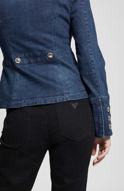 Shop Guess Clash Marching Denim Jacket In Blue