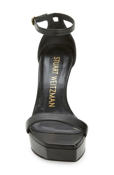 Shop Stuart Weitzman Nunaked Party Platform Ankle Strap Sandal In Black Nappa