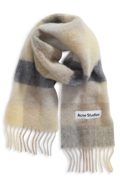 Acne Studios Beige & Gray Mohair Checked Scarf In Vanilla/ Beige/ Lavender